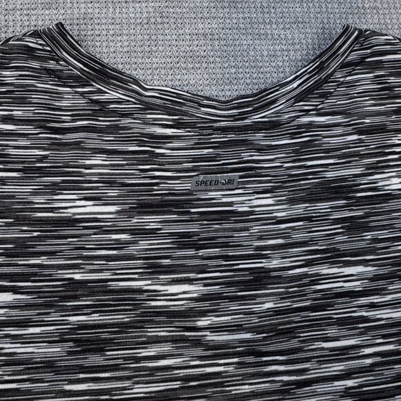 Energy Zone Womens Small Speed-Dri Black Gray Striped V-Neck Activewear T-Shirt - Picture 5 of 14